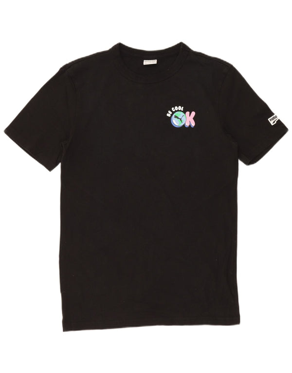 PUMA Mens Graphic T-Shirt Top XS Black Cotton