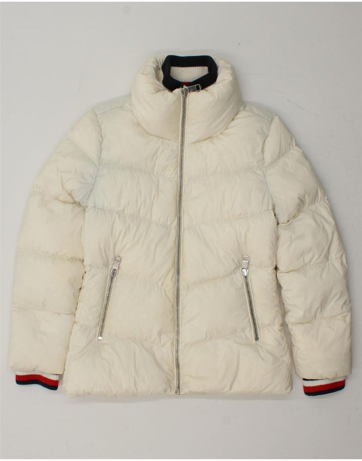TOMMY HILFIGER Womens Padded Jacket UK 10 Small Off White Polyester