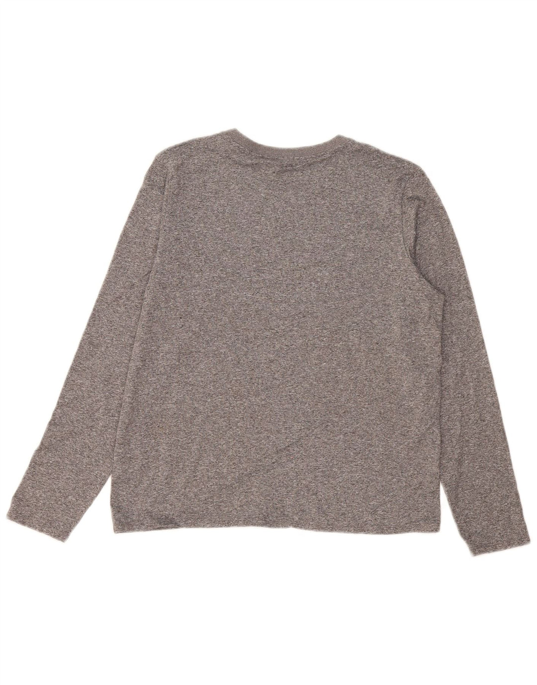 NIKE Womens Dri Fit Graphic Top Long Sleeve UK 14 Medium Grey Flecked