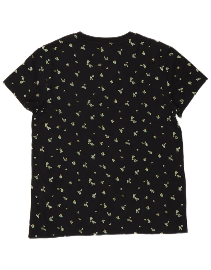 LEVI'S Womens Graphic T-Shirt Top UK 10 Small Black Floral Cotton Flower