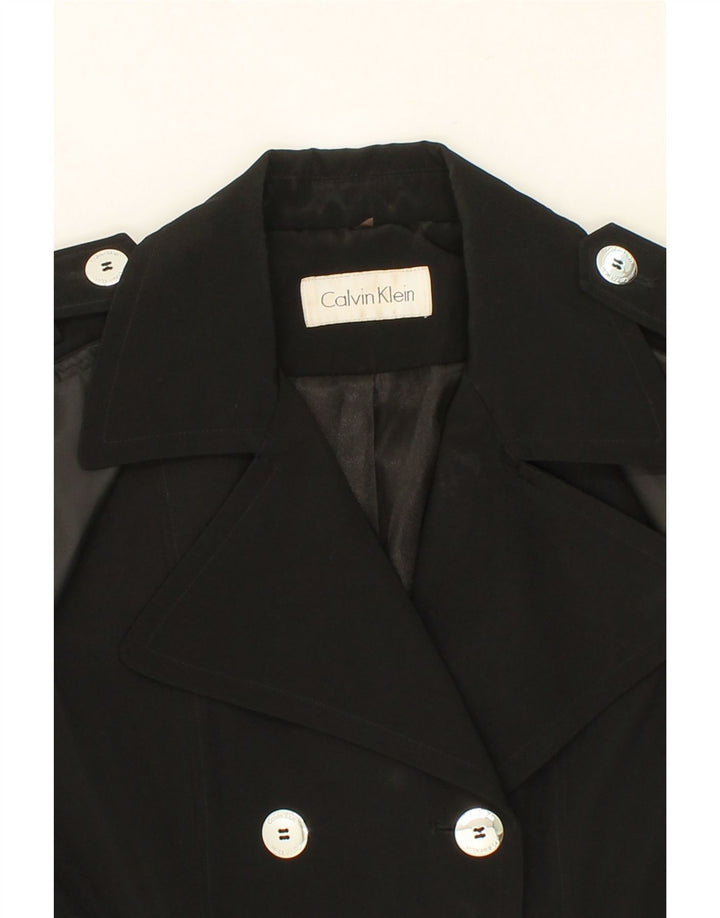 CALVIN KLEIN Womens Military Double Breasted Coat UK 14 Medium Black Vintage Calvin Klein and Second-Hand Calvin Klein from Messina Hembry 