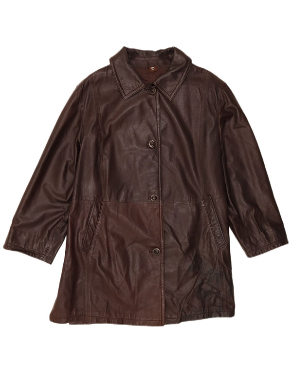 Mabrun Womens Leather Coat UK 16 Large Brown Leather