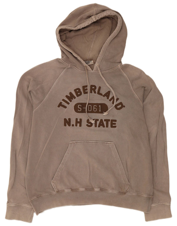 Timberland Mens Graphic Hoodie Jumper XL Brown Cotton