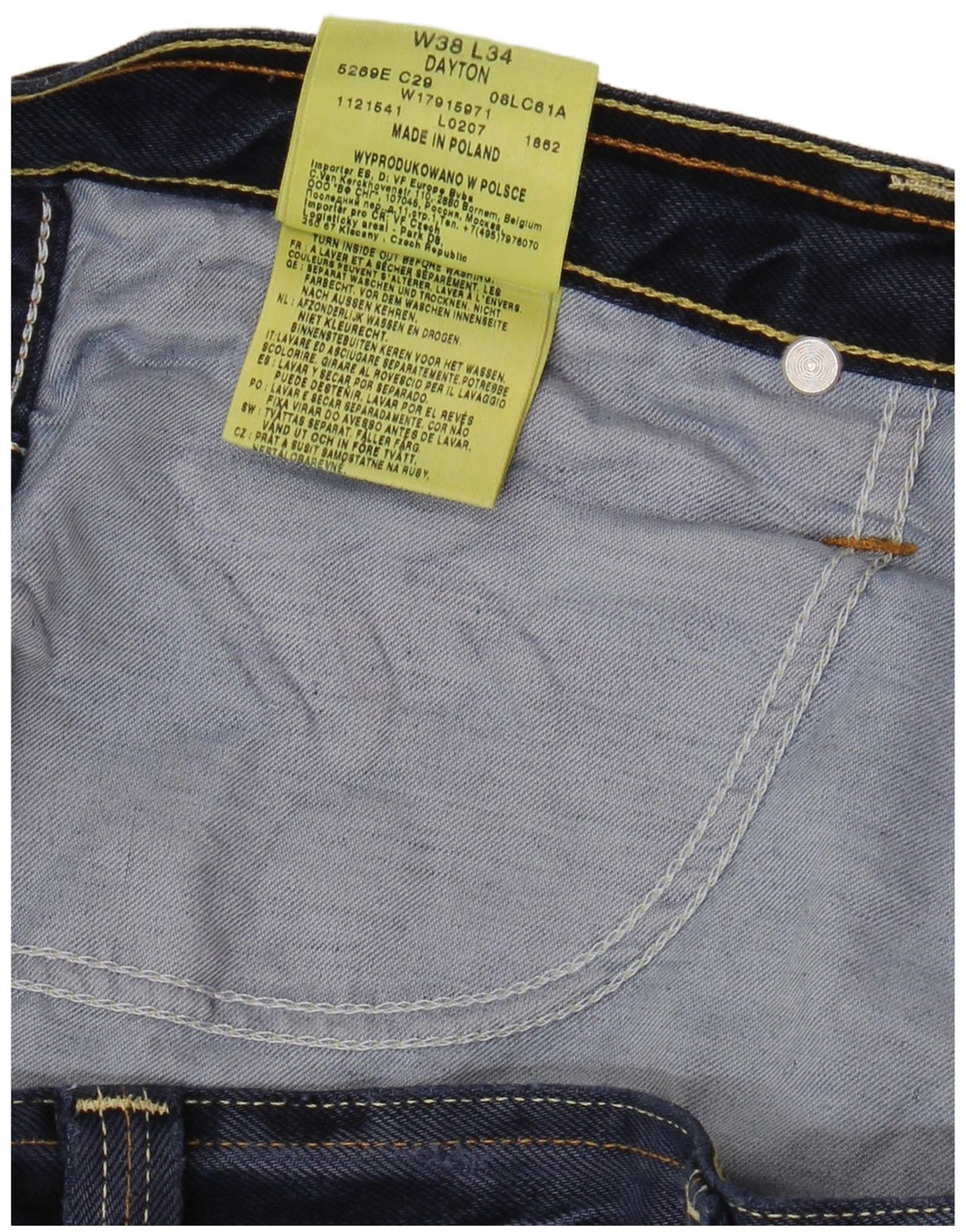 WRANGLER Mens Dayton Straight Jeans W38 L31 Blue Cotton