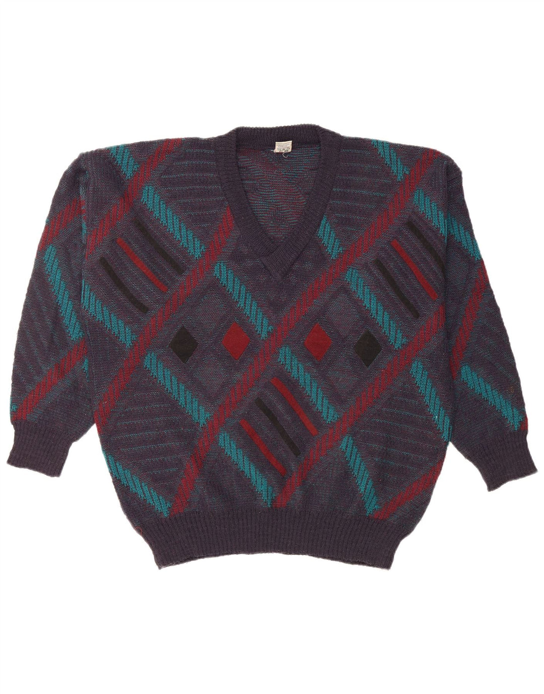 MARK ADAM Mens V-Neck Jumper Sweater IT 48/50 Medium Navy Blue