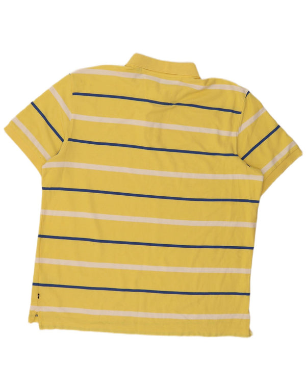 Nautica Mens Polo Shirt 2XL Yellow Striped Cotton