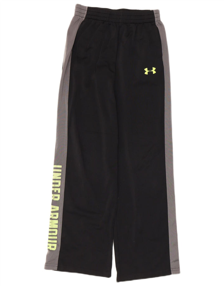 Under Armour Boys Tracksuit Trousers 11-12 Years Large Black Colourblock
