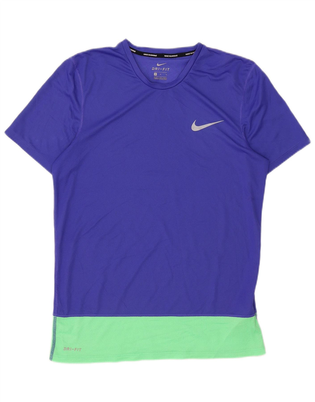 Nike Womens Dri Fit T-Shirt Top UK 14 Medium Blue Colourblock Polyester