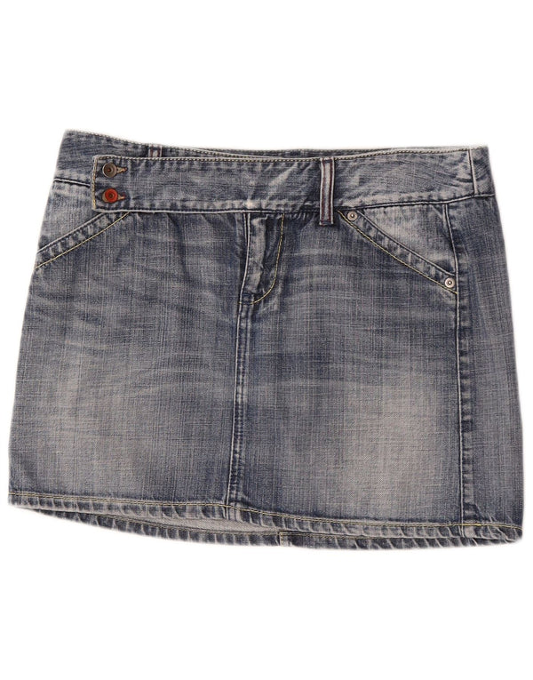 Benetton Womens Mini Denim Skirt IT 44 Medium W32  Blue Cotton