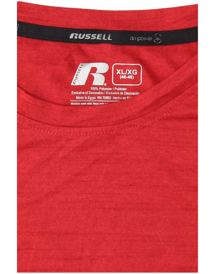 RUSSELL ATHLETIC Mens Dri-Power T-Shirt Top UK 46/48 XL Red Flecked