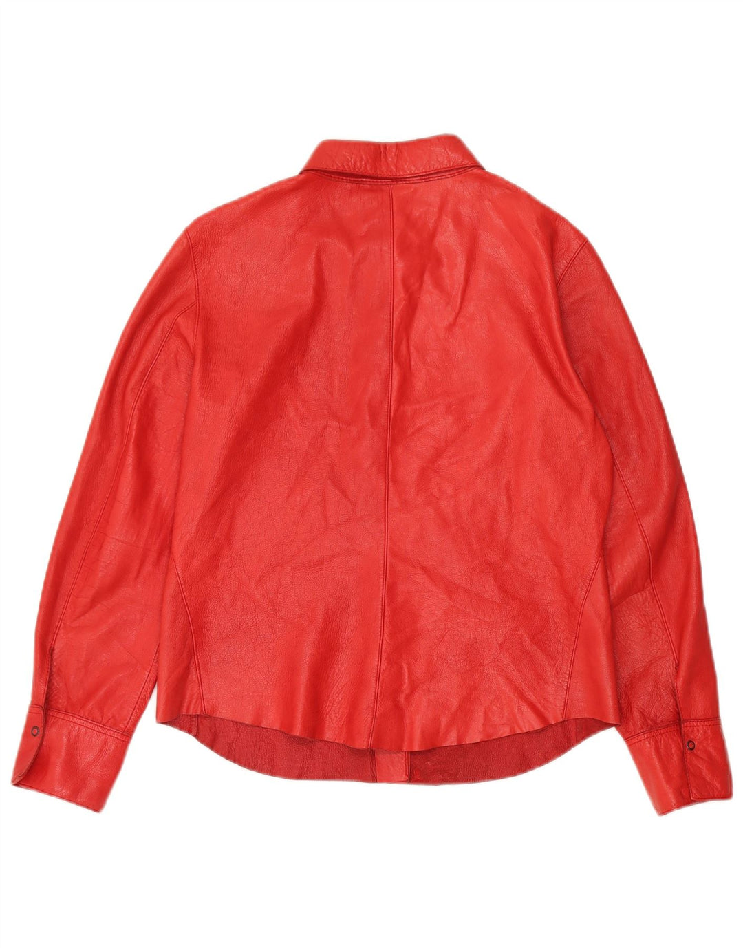 Strenesse Womens Leather Shirt UK 12 Medium  Red Lambskin