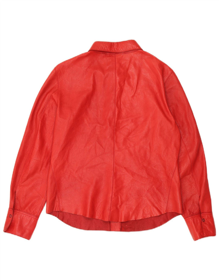 Strenesse Womens Leather Shirt UK 12 Medium  Red Lambskin