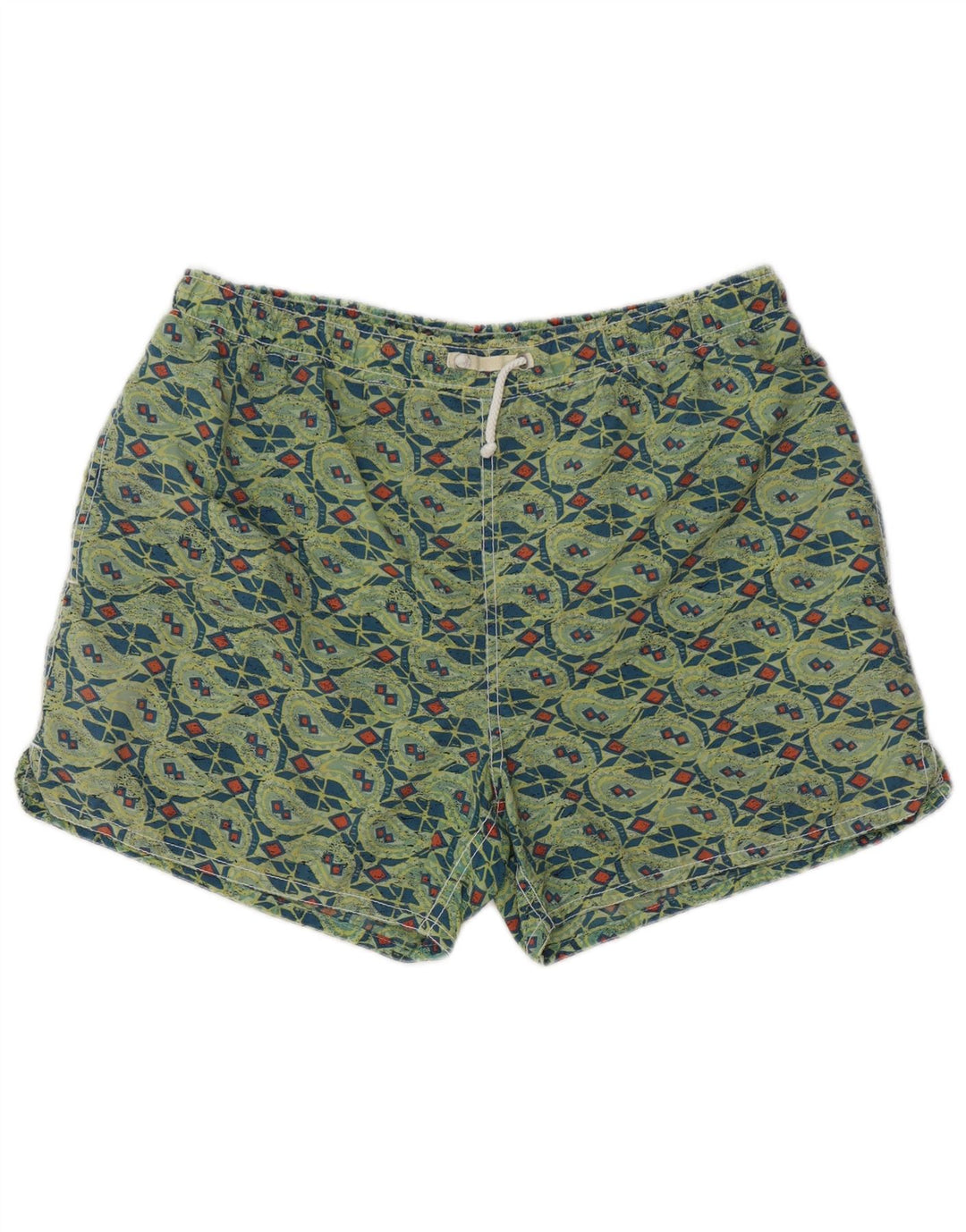 SANTO STEFANO Mens Swimming Shorts Medium  Green Geometric Polyamide