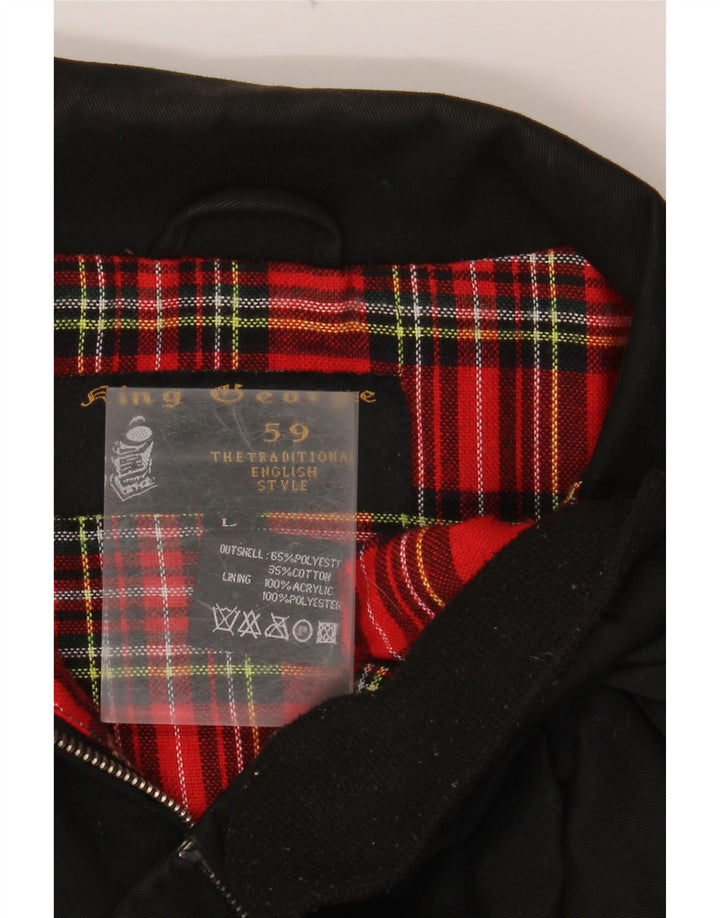 KING GEORGE Mens Bomber Jacket UK 40 Large Black Polyester