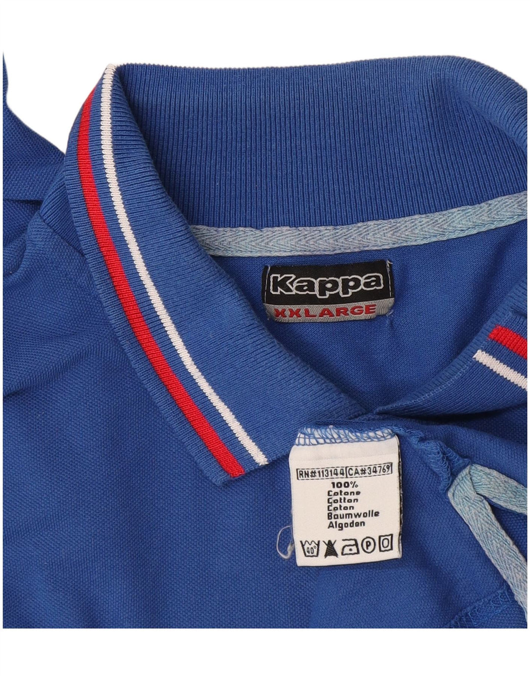 Kappa Mens Long Sleeve Polo Shirt 2XL Blue Cotton