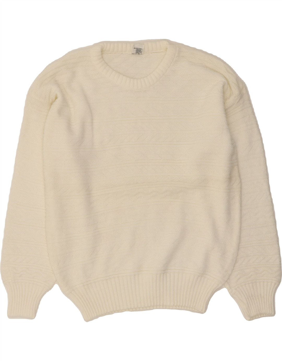 BAYER Womens Oversized Crew Neck Jumper Sweater UK 10 Small White Vintage Bayer and Second-Hand Bayer from Messina Hembry 