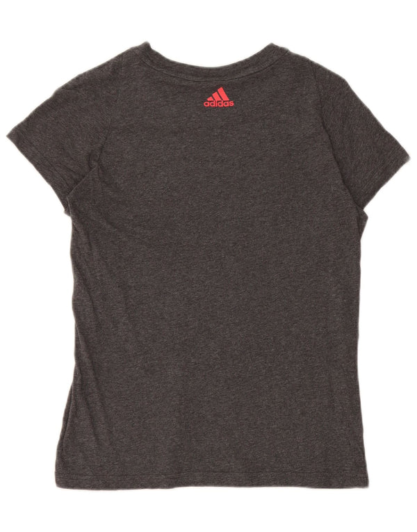 Adidas Womens Graphic T-Shirt Top UK 12/14 Medium Grey Cotton