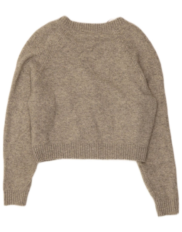 Zara Womens Crop Oversized Cardigan Sweater UK 10 Small Grey Flecked