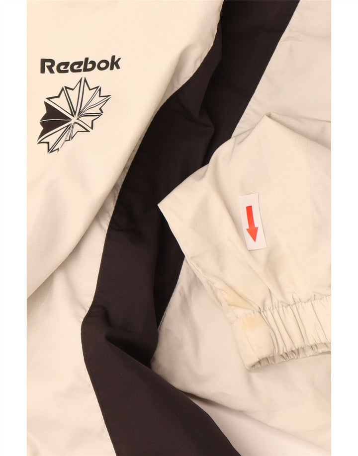 Reebok Mens Tracksuit Top Jacket Large Off White Colourblock Polyester