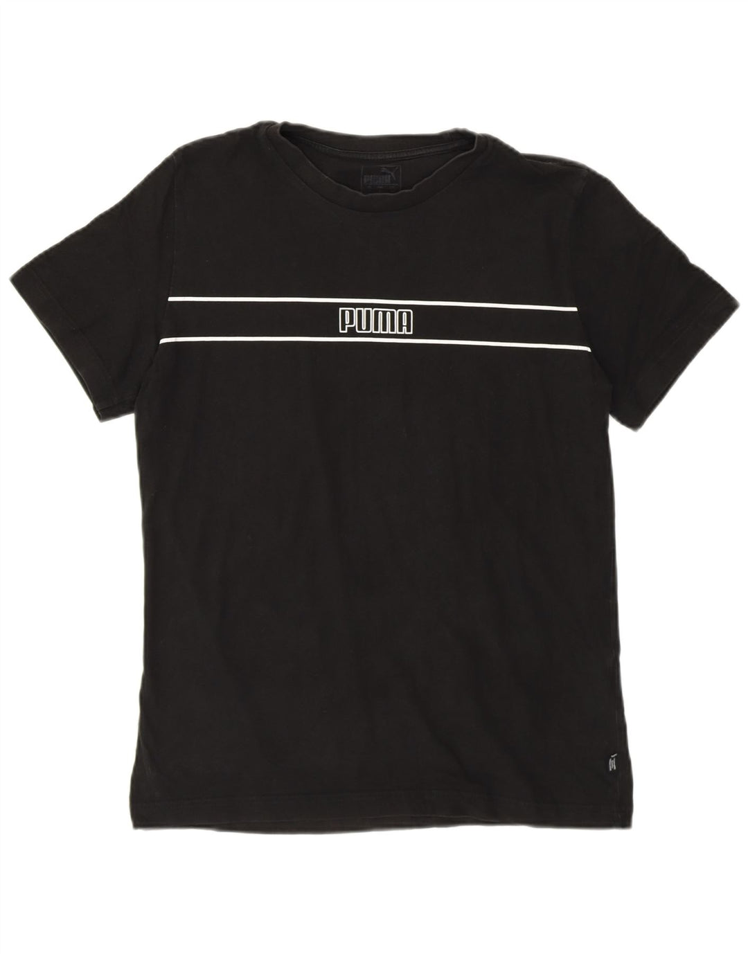 Puma Mens Graphic T-Shirt Top Small Black Striped Cotton