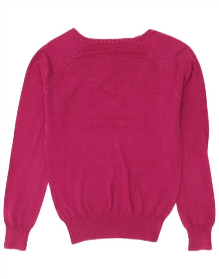 Zara Womens V-Neck Jumper Sweater UK 12 Medium Pink