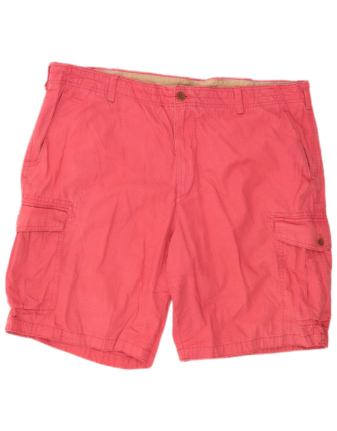 IZOD Mens Salt Water Cargo Shorts W42 2XL Pink Check Cotton