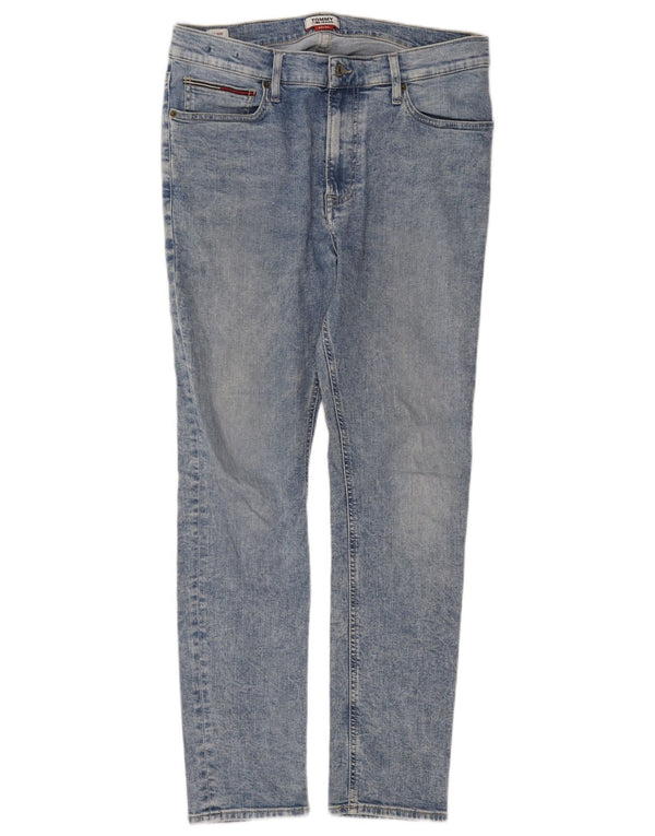 TOMMY JEANS Mens Acid Wash Skinny Jeans W34 L32 Blue Cotton