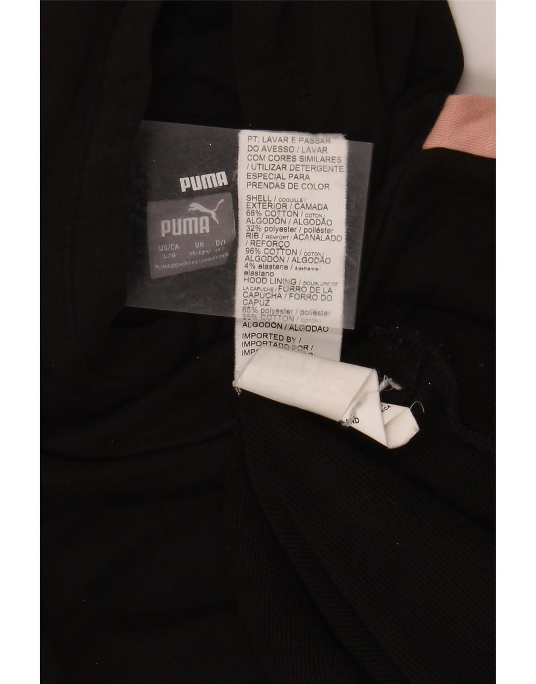 PUMA Girls Hoodie Jumper 11-12 Years Black Colourblock Cotton