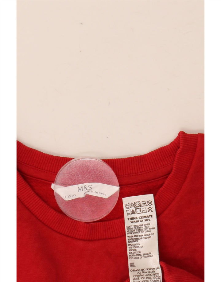 MARKS & SPENCER Girls Sweatshirt Jumper 12-13 Years Red Cotton