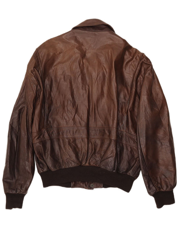 VINTAGE Mens Leather Jacket UK 42 XL Brown