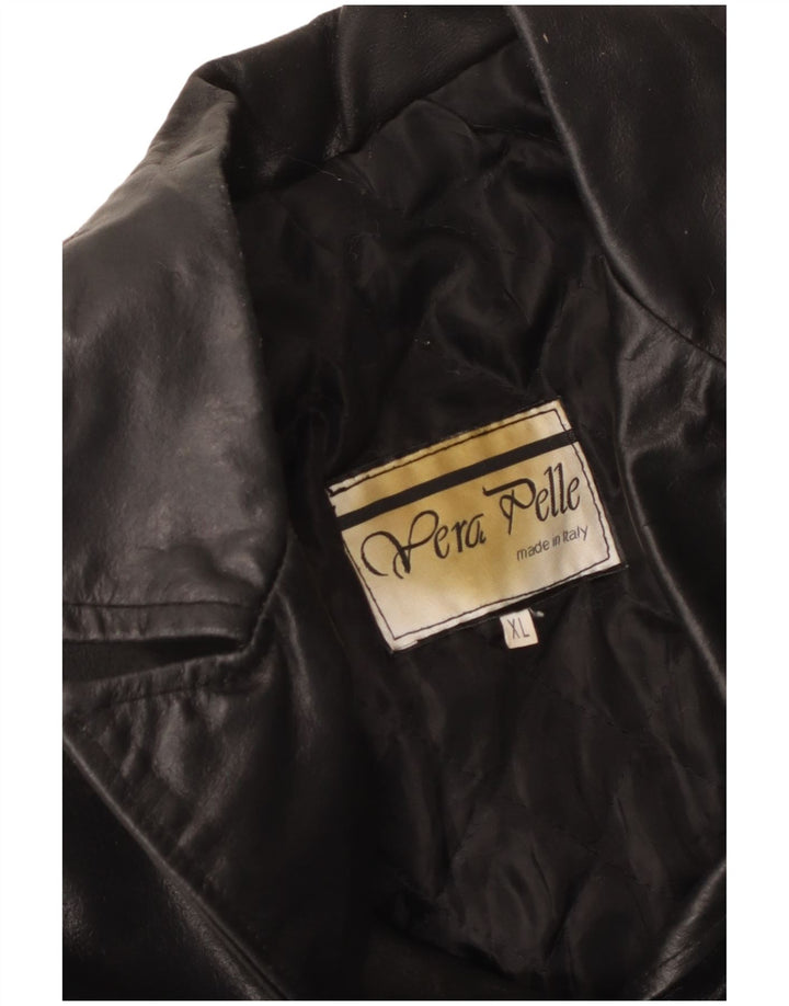 Vintage Womens Leather Coat UK 18 XL Black Leather
