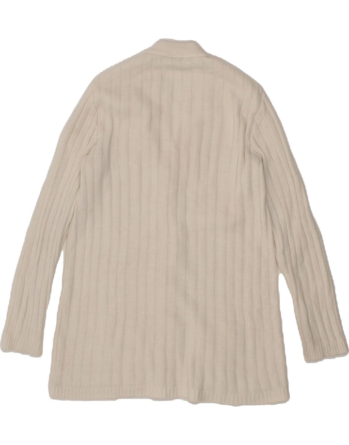 ST MICHAEL Womens Longline Cardigan Sweater UK 14 Medium White Acrylic Vintage St Michael and Second-Hand St Michael from Messina Hembry 