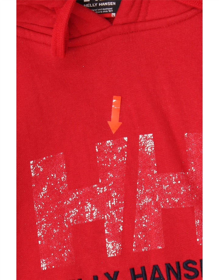 HELLY HANSEN Mens Graphic Hoodie Jumper Medium Red Cotton Vintage Helly Hansen and Second-Hand Helly Hansen from Messina Hembry 