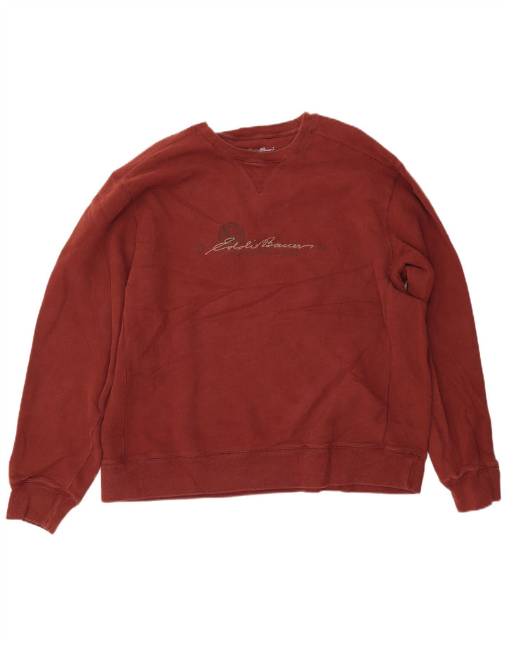 EDDIE BAUER Mens Graphic Sweatshirt Jumper XL Brown Cotton