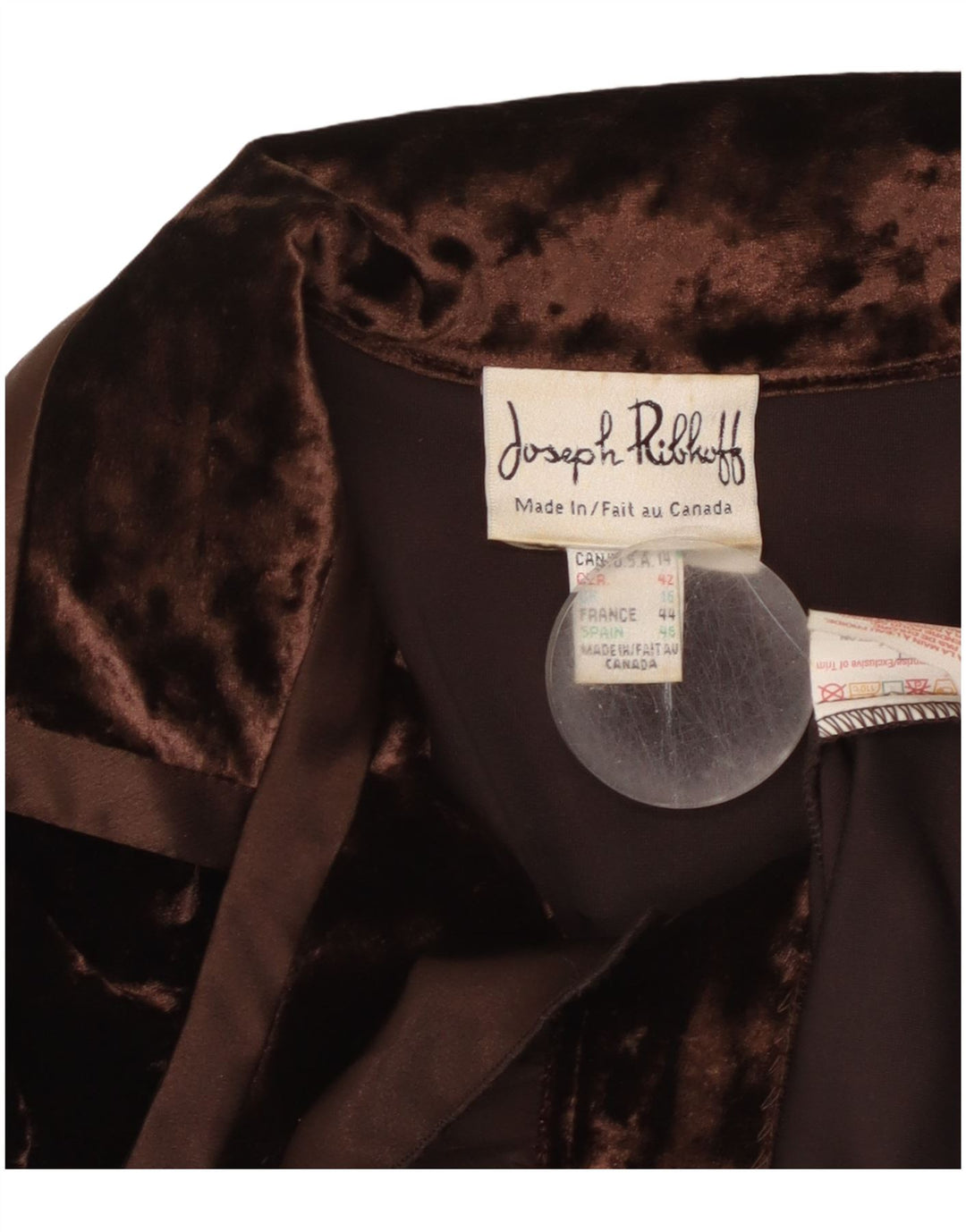 JOSEPH RIBKOFF Womens Velour Shirt Blouse UK 16 Large  Brown Polyester