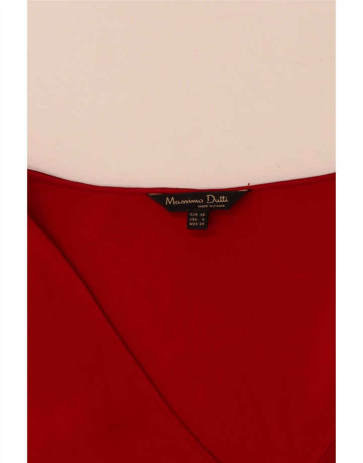 Massimo Dutti Womens Long Sleeve Blouse Top EU 38 Small Red Viscose