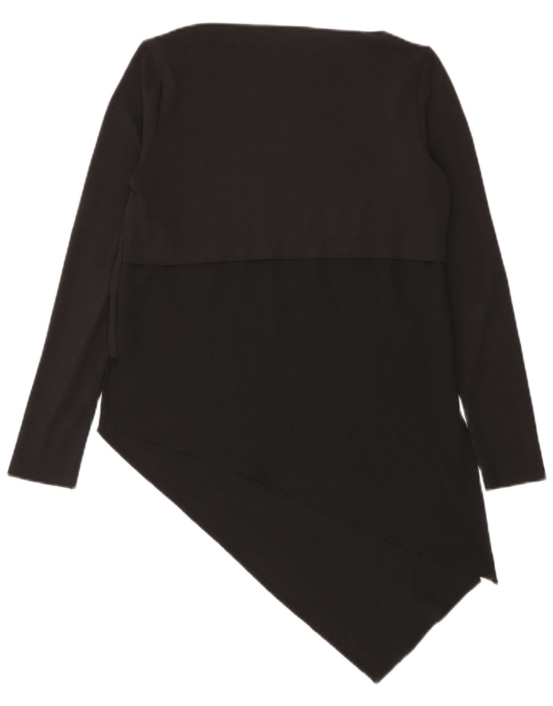 Zara Womens Asymmetric Top Long Sleeve UK 12 Medium Black