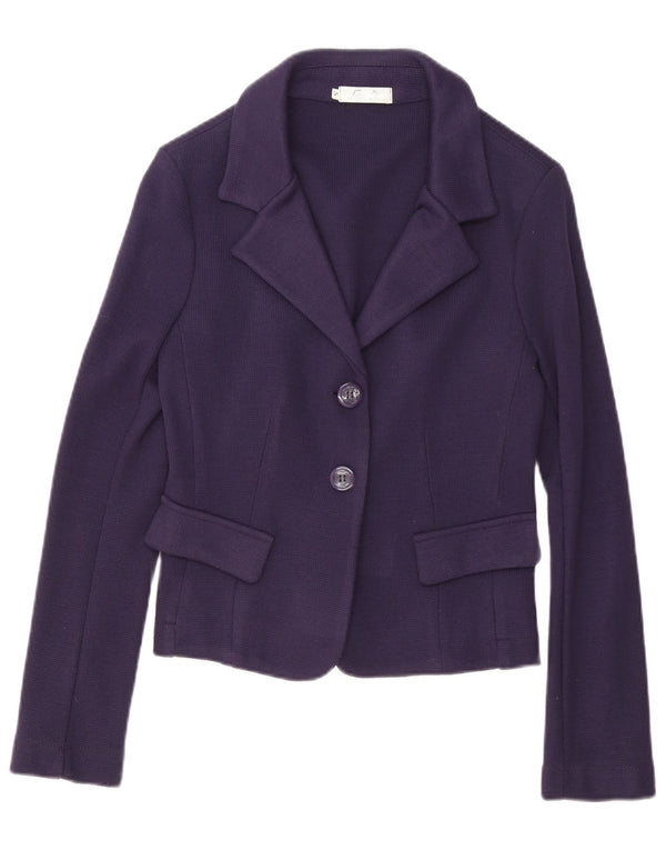 Vintage Womens Knit 2 Button Blazer Jacket UK 10 Small Purple Polyester