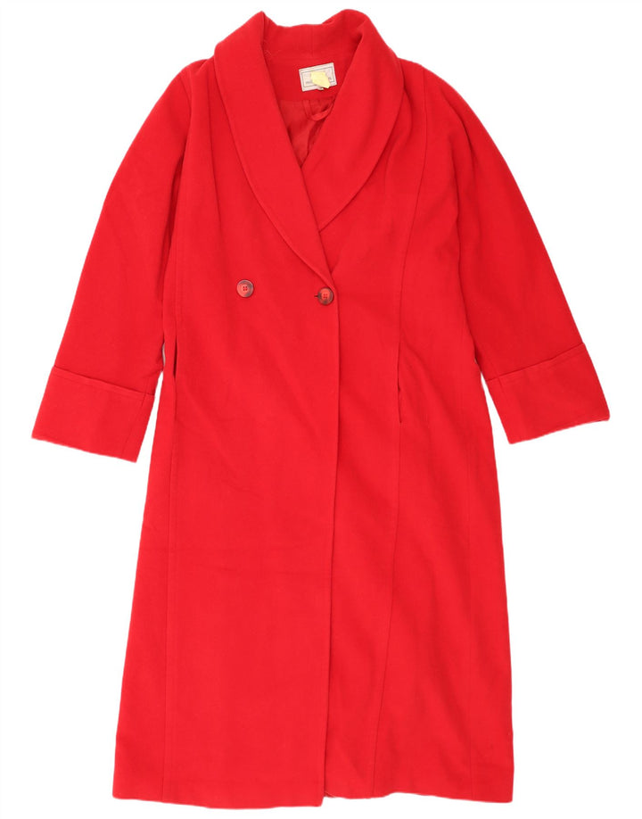 Michel Ambers Womens Oversized Double Breasted Coat UK 16 Large Red Wool