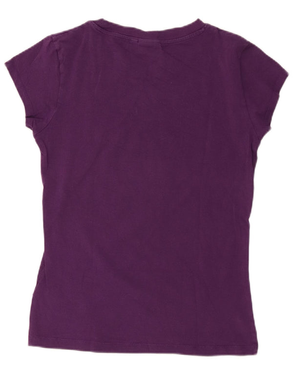 Ellesse Womens Heritage Graphic T-Shirt Top UK 12 Medium Purple Cotton