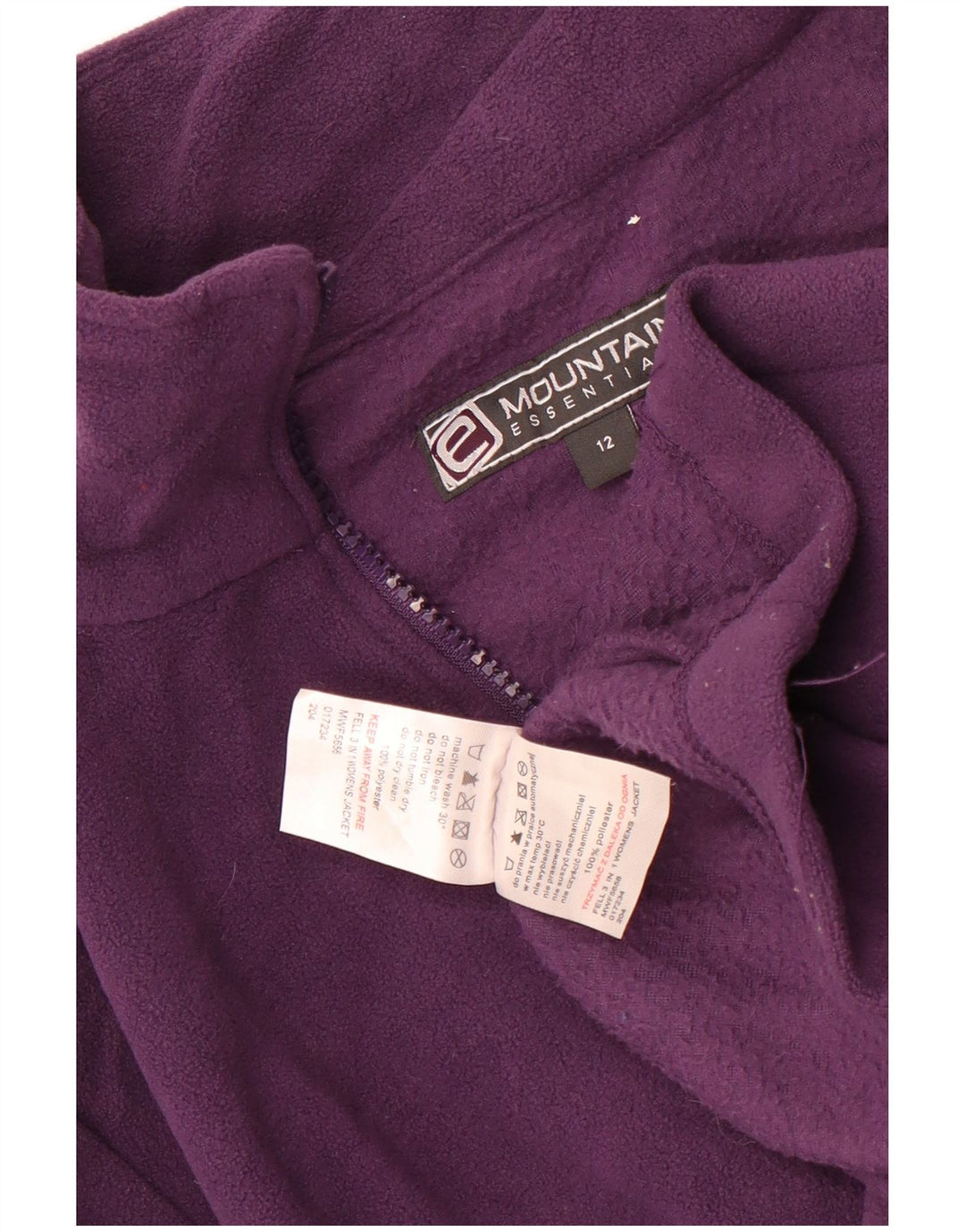Mountain Essentials Womens Fleece Jacket UK 12 Medium Purple Polyester