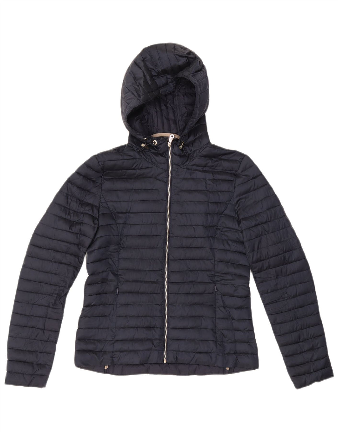 MASSIMO DUTTI Womens Hooded Padded Jacket UK 10 Small Navy Blue