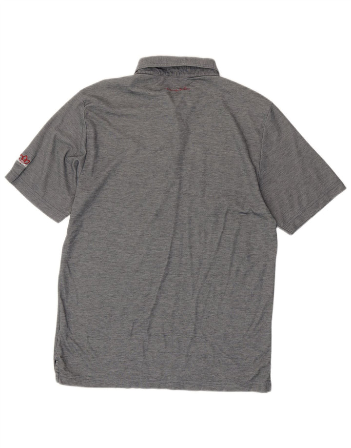 Travis Mathew Mens Polo Shirt Medium Grey Striped Cotton