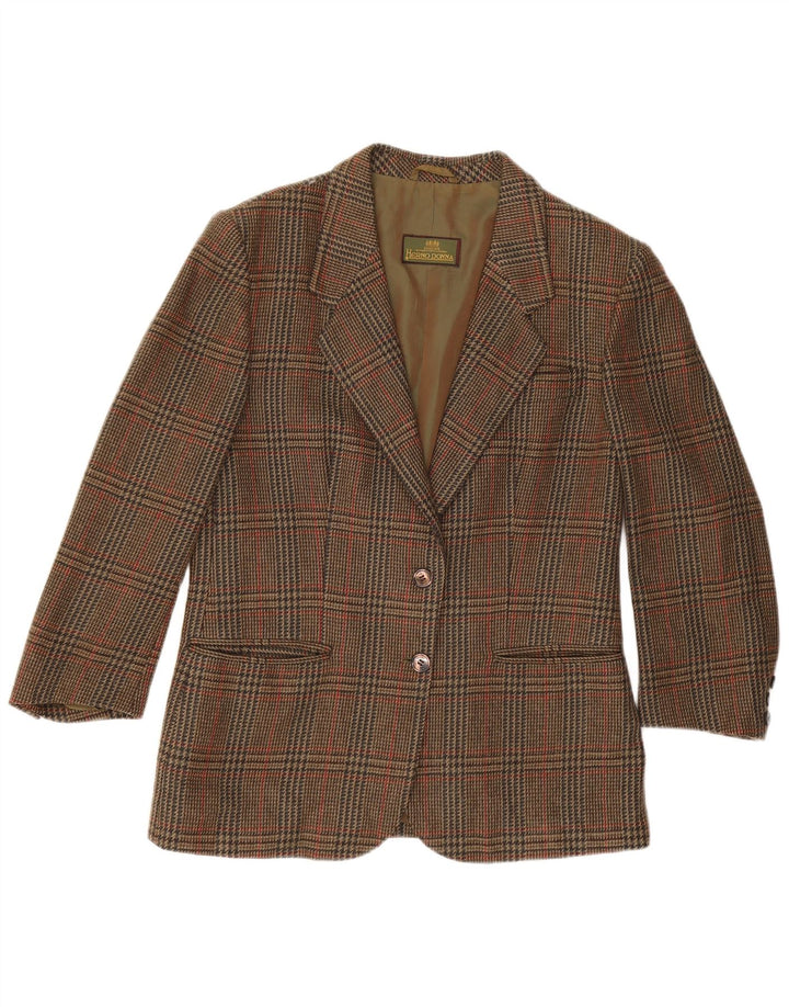 Herno Donna Womens Blazer Jacket IT 44 Medium Brown Houndstooth Wool