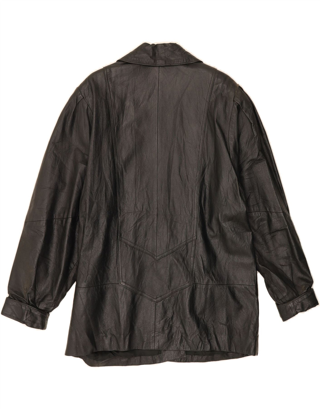 VINTAGE Womens Leather Jacket EU 44 XL Black Leather Vintage Vintage and Second-Hand Vintage from Messina Hembry 