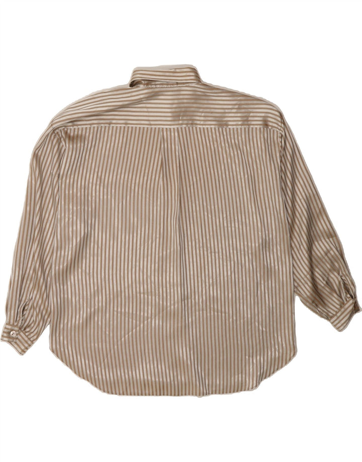 JEAN PAUL Womens Oversized Shirt UK 12 Medium  Beige Striped Polyester Vintage Jean Paul and Second-Hand Jean Paul from Messina Hembry 