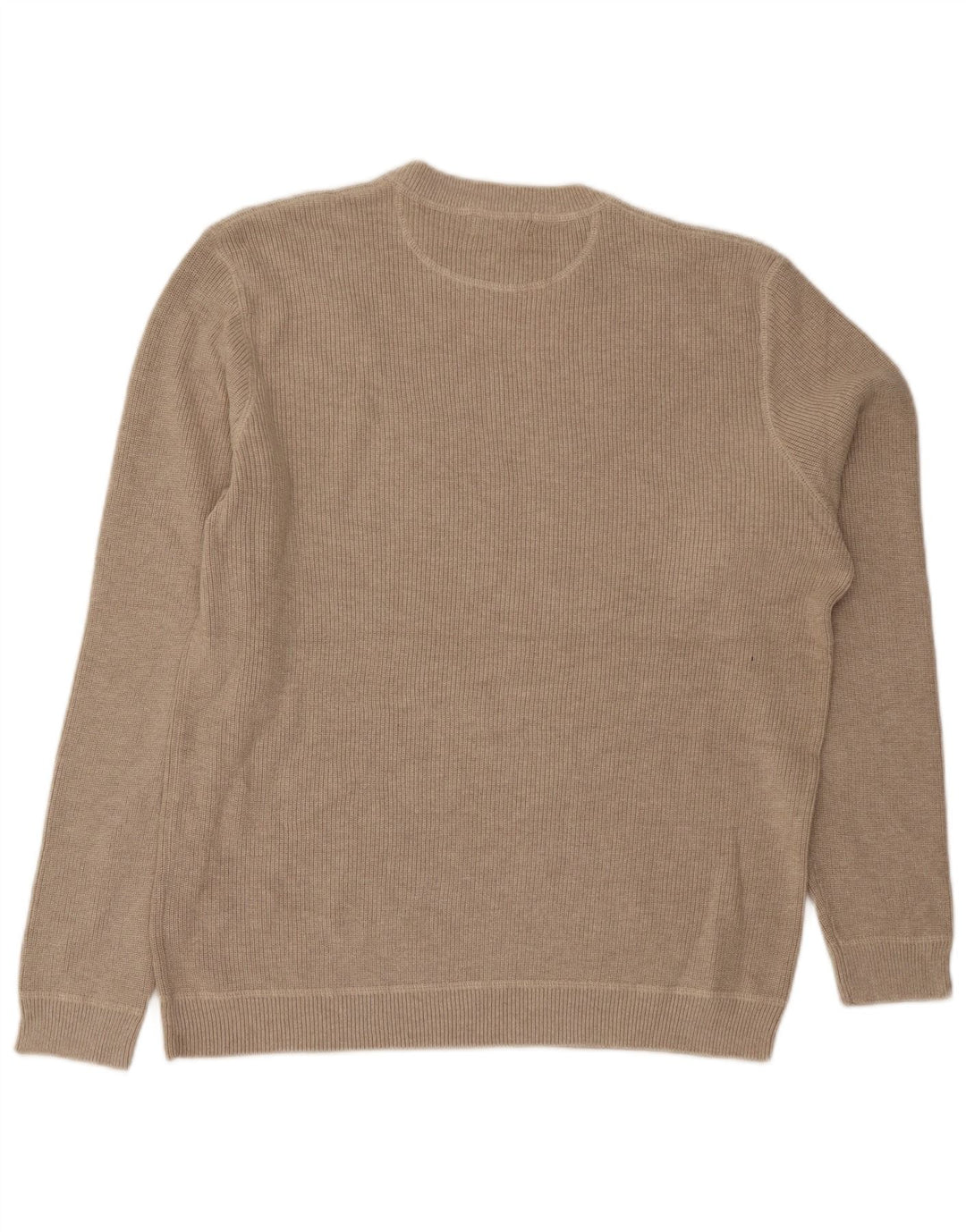 Eddie Bauer Mens Crew Neck Jumper Sweater Large Beige Cotton