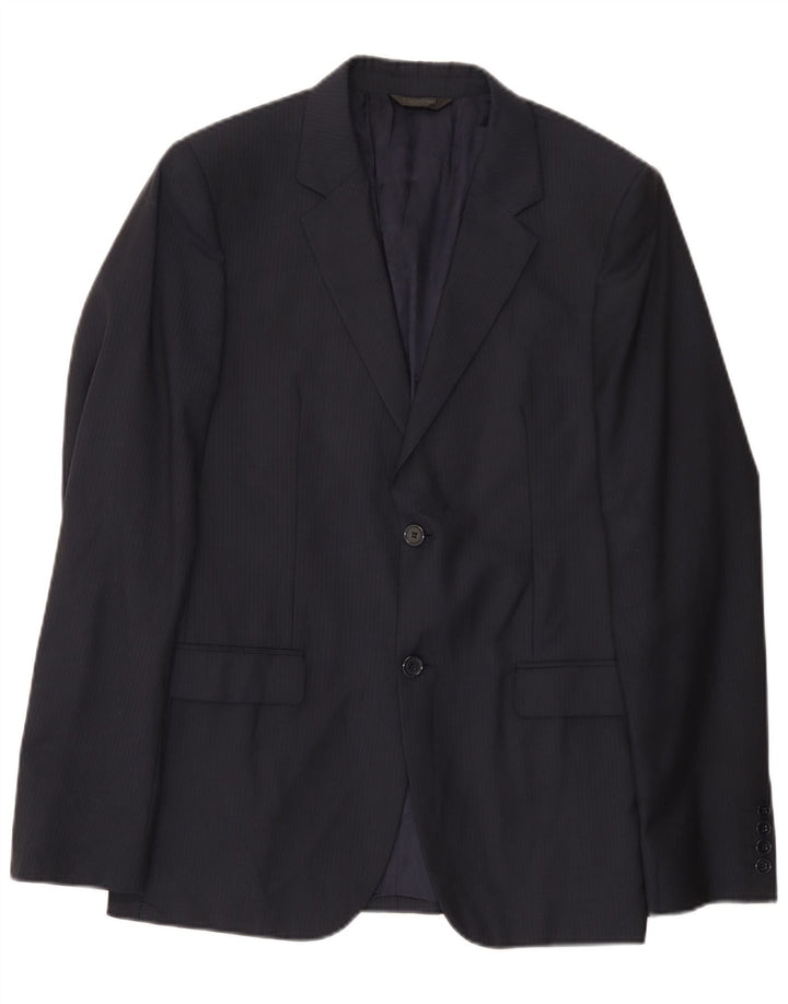 Calvin Klein Mens 2 Button Blazer Jacket IT 48 Medium Navy Blue Pinstripe