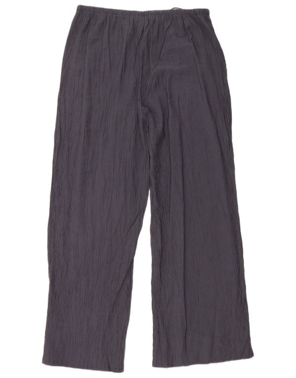 Zara Womens High Waist Wide Leg Trousers UK 16 Large W34 L30 Navy Blue
