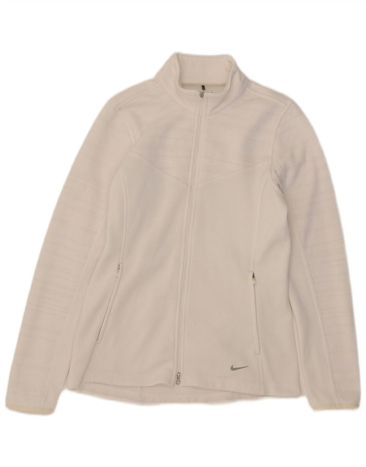 Nike Womens Therma-Fit Tracksuit Top Jacket UK 12 Medium White Polyester